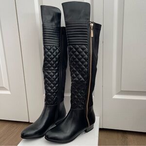 Stylish Black Quilted Over the Knee Boots